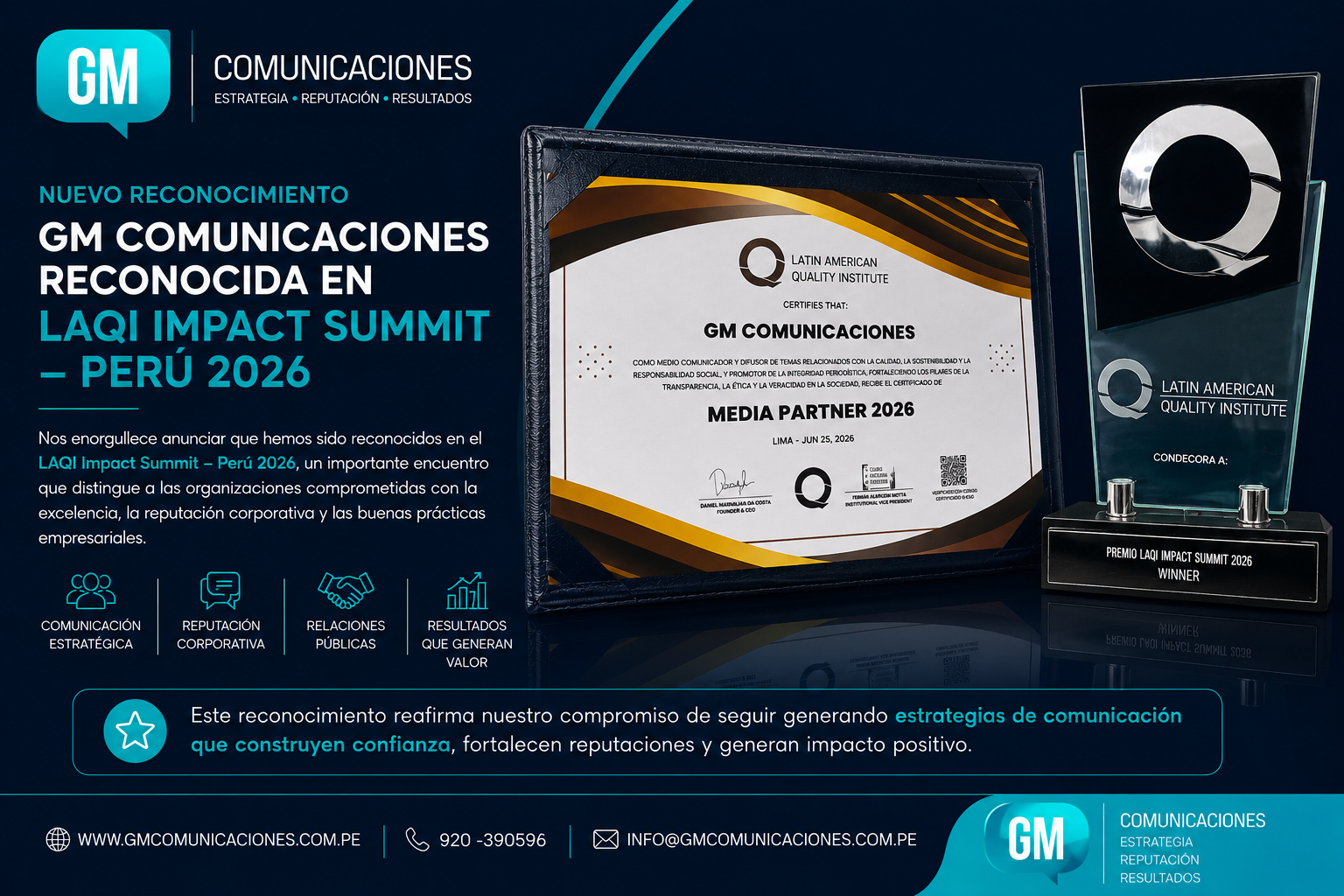 GM Comunicaciones reconocida en el LAQI Impact Summit – Perú 2026